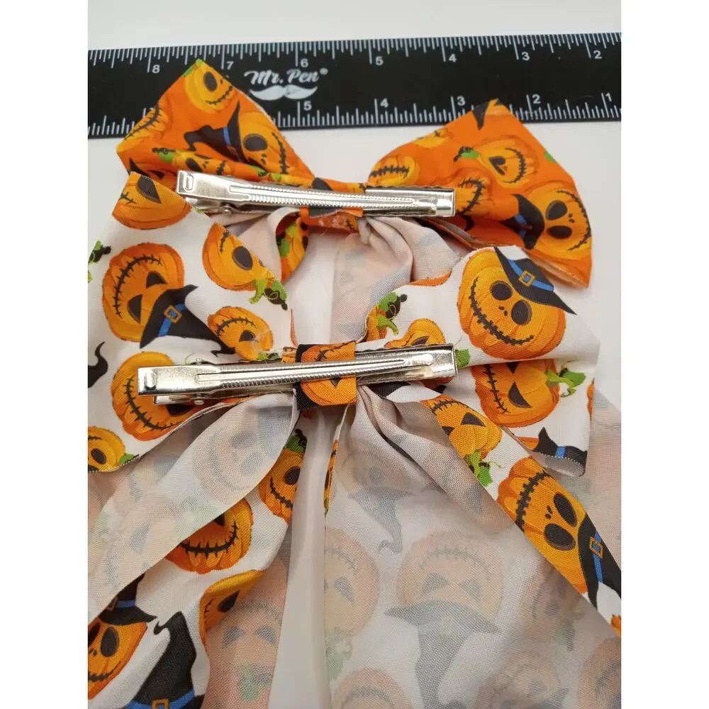 Set of 2 Halloween Pumpkin Bows Hair Clip Style 1002-1005